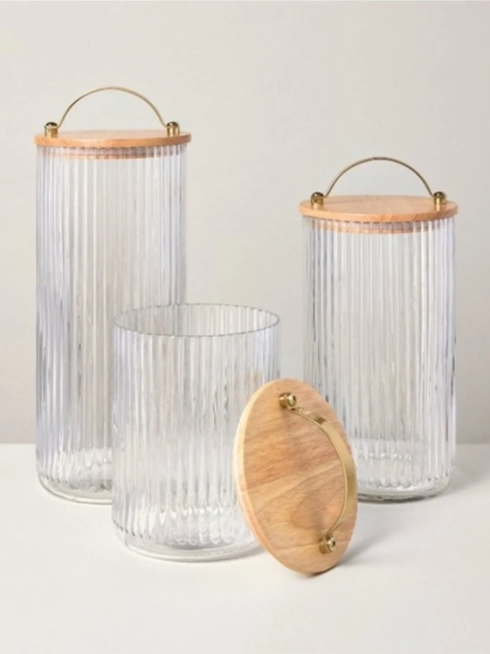 Hearth & Hand 80 Oz Clear Fluted Glass Countertop Canister